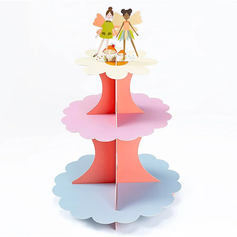 Woodland Fairy Cupcake Stand Girls Forest Birthday Party Decorations Vassoio Da Portata Per Torta Flower Baby Shower Tea Party Cake Stand