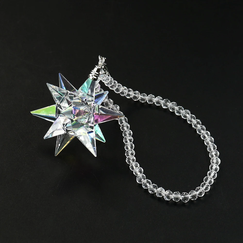 Crystal Hanging Decoration AB Color Meteor Hammer Crystal Car Pendant Hanging Rainbow Maker Rearview Mirror Suspension Home Car Decor Auto Accessories Gift
