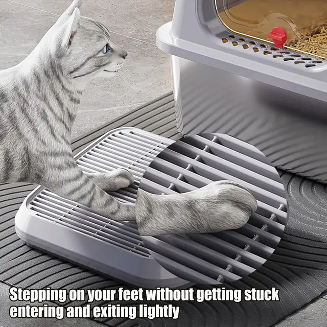 Cat Litter Catcher Ramp Box Double Layer Paw Cleaning Tray Cat Pedal Step Stool With Filter Universal Litter Box Cleaning Tools 2