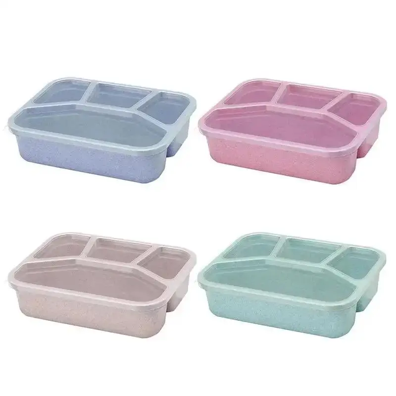 Bento Box Lunch Box Adult LunchBox Containers For Toddler Kids Adults 4 Compartments Fork Leak-Proof Microwave Dishwasher