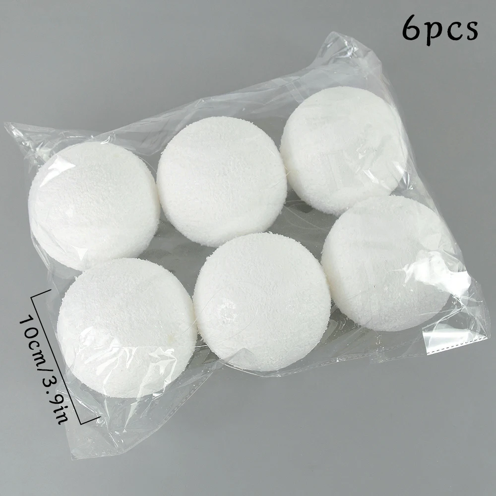 4/6/8/10cm White Christmas Balls Snowflake PE Foam Ball Xmas Tree Pendants Hanging Ornament New Year Decoration for Home Navidad