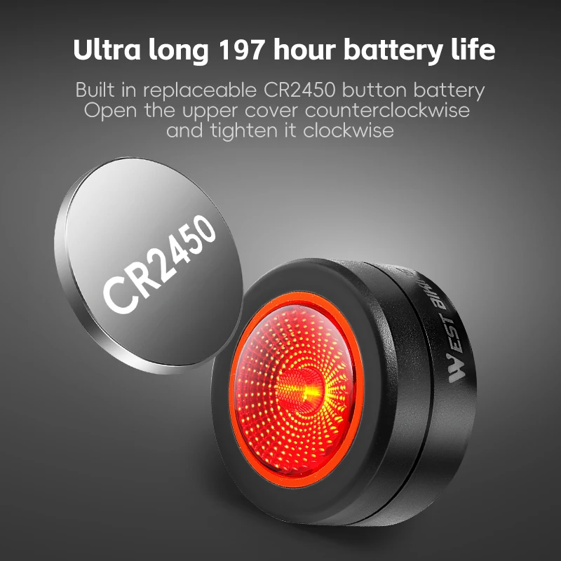 WEST BIKING Magnetic Bike Tail Light 5 Modes Waterproof Mini Smart Sensor Bicycle Rear Light for Night Riding MTB Bike Light