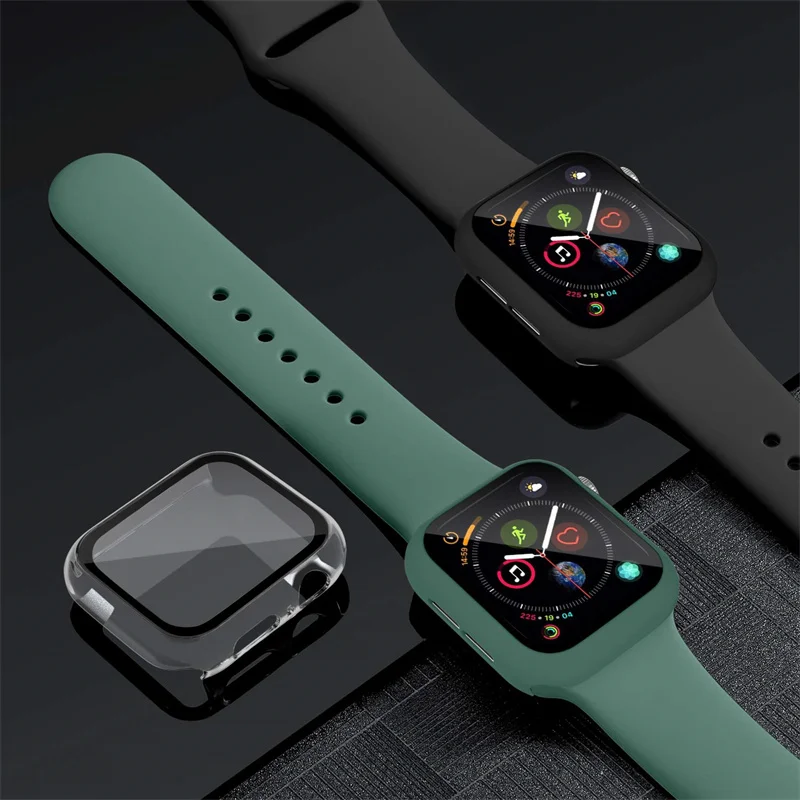 Premium Tempered Glass & PC Bumper Case for Apple Watch - Screen Protector Cover