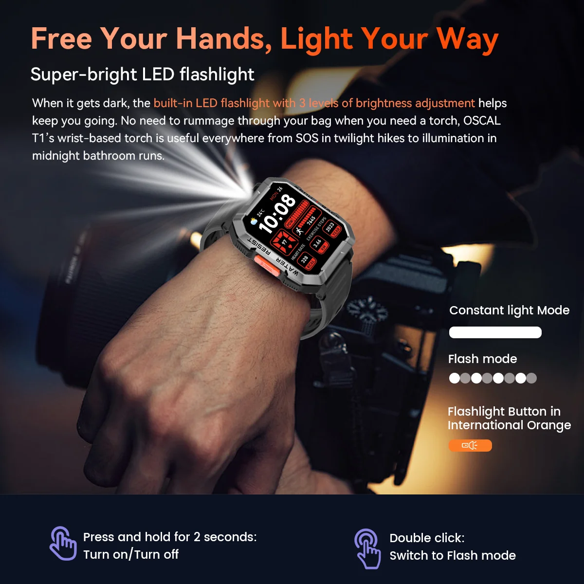OSCAL ���ο� ����Ʈ �ð� T1 2.01'' HD ���÷��� ��� ������ �ִ� �߿� �ð� Bluetooth ��ȭ ��� Smartwatch