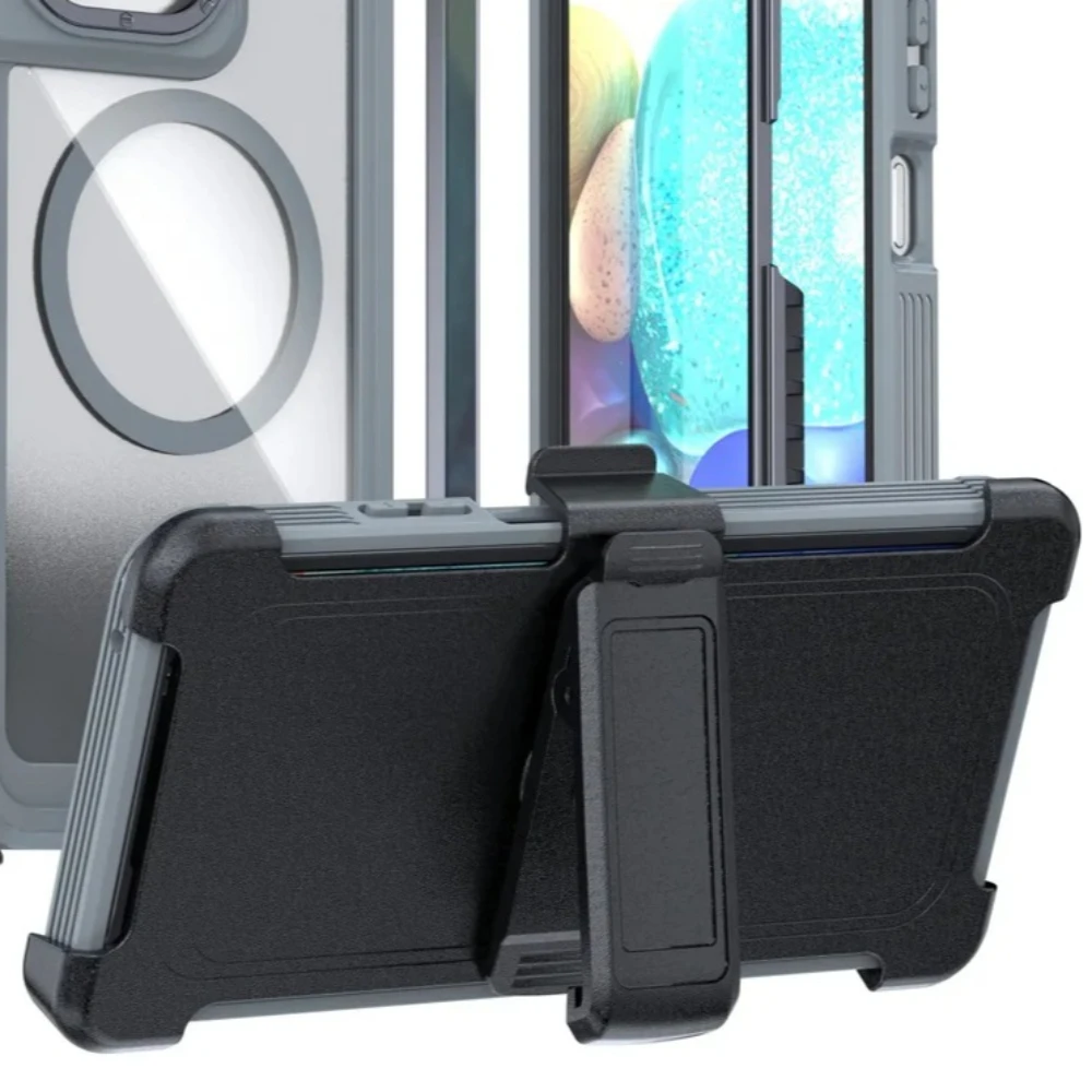 Heavy Duty 3-in-1 Magnetic Case with Anti-Shock Kickstand and Belt Clip Cover