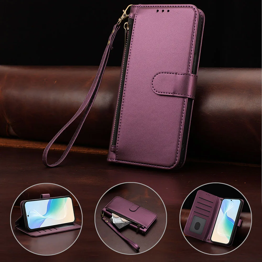 Zipper Wallet Leather Case - Shockproof Protective Phone Cover