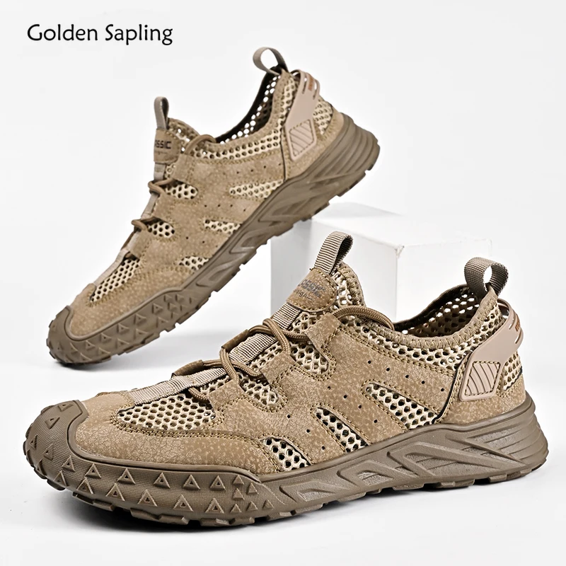 

Golden Sapling Outdoor Shoes for Men Breathable Summer Sneakers Retro Men's Casual Sneaker Leisure Mountain Trekking Footwear