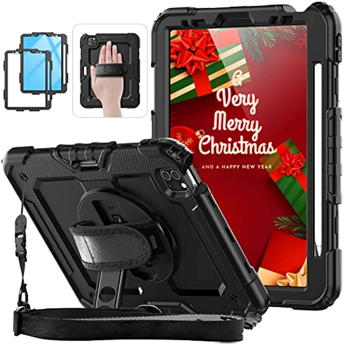 Capa à Prova de Choque Kickstand para Ipad Pro Ipad Pro 11 12.9 m2 2023 2023 2023 Ipad 12.9 Pro Pet Screen Protector Alça de Ombro