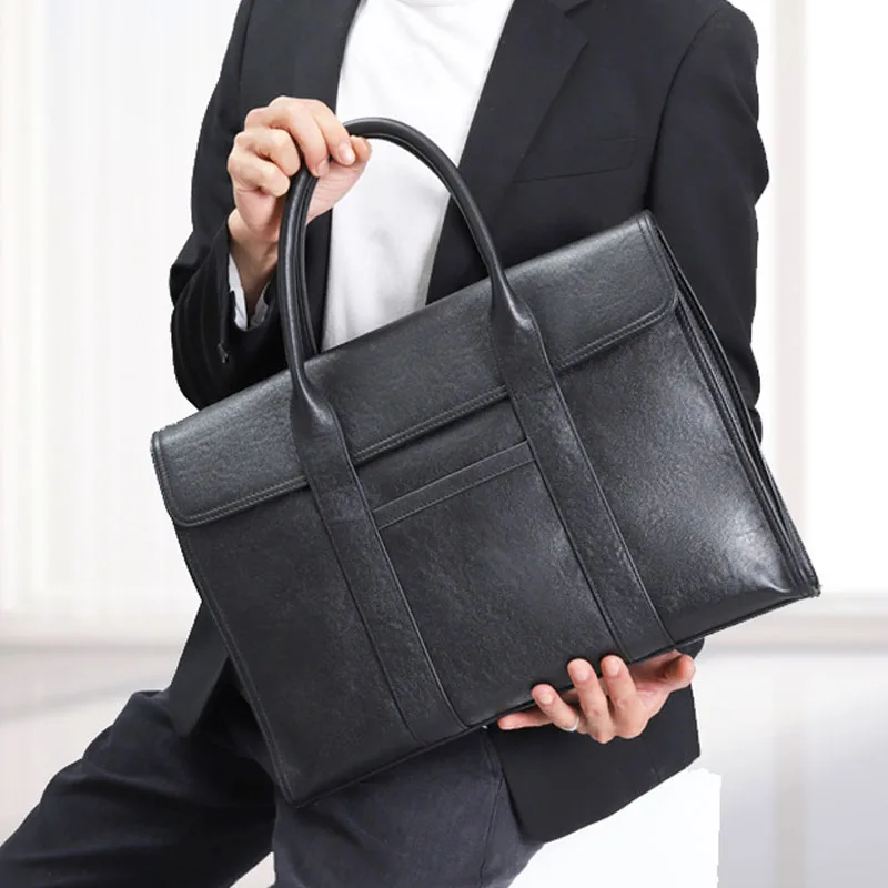 

AETOO Handbag Genuine leather leisure Business men's bag large capacity computer bag cowhide men's briefcase men's style pure l