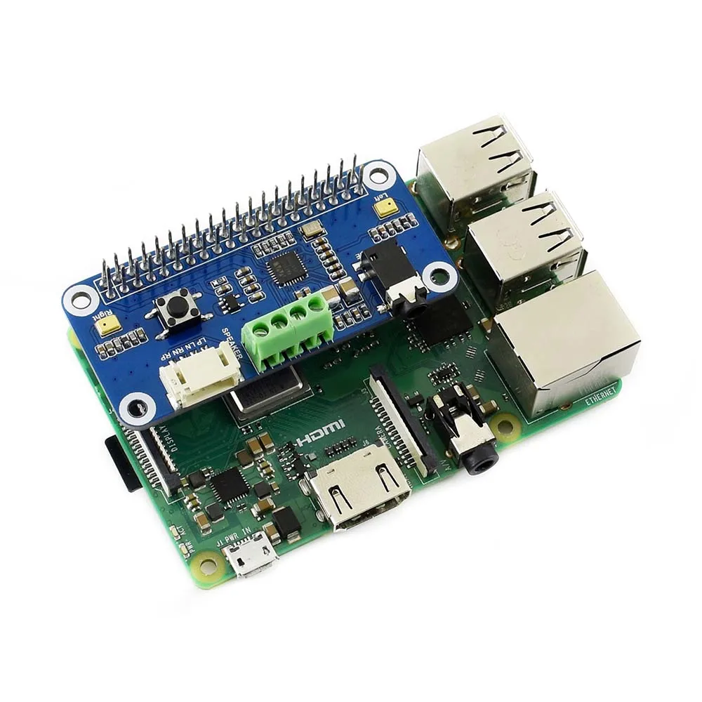 Waveshare WM8960 Hi-Fi Sound Card HAT for Raspberry Pi Zero/Zero W/Zero WH/2B/3B/3B+ Stereo CODEC Play/Record raspberry pi single board computer