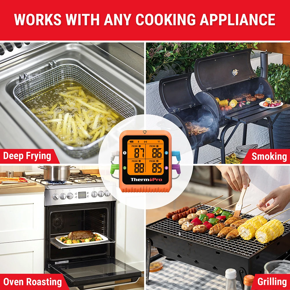 ThermoPro TP930 Wireless 200M Bluetooth Rechargeable Barbecue Grill Kitchen Digital Thermometer With 4 Probes For Meat Oven 6