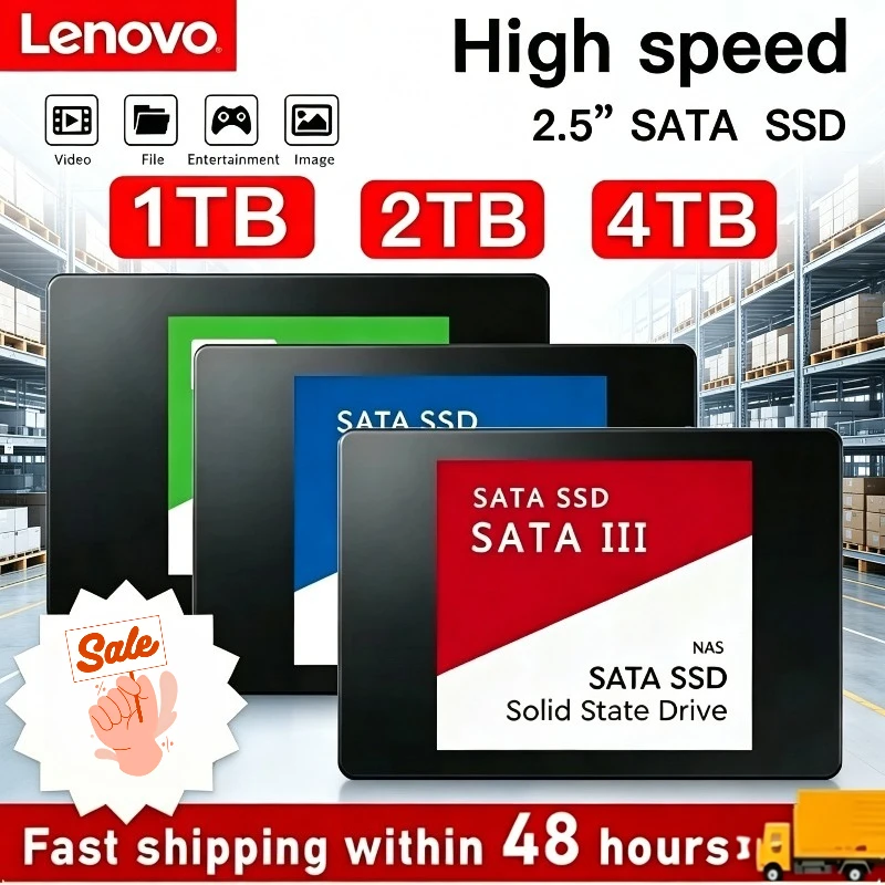 레노버 1TB 2TB 휴대용 SSD 외장형 솔리드 스테이트 드라이브 USB 3.1 고속 저장장치 560MB/s 울트라 슬림 2.5인치 맥 PC용