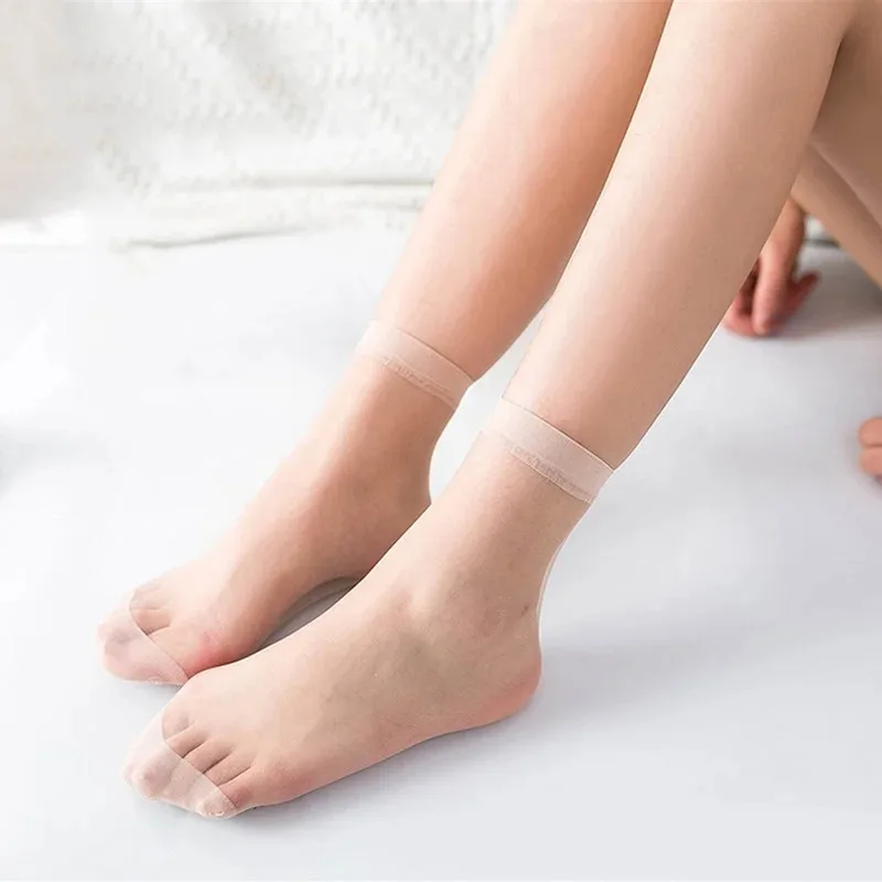 2Pairs Transparent Summer Socks Ultrathin Women Nylon Ladies Female Short Ankle Meias Elastic Crystal Spring Silk Sox Cool Socks