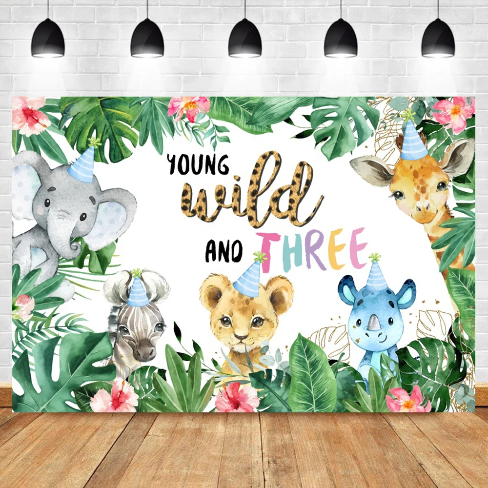LFEEY Wild One Round Backdrop Cover 7.2 Ft Wild Animal Jungle Circle Backdrop Stand Cover Safari Animal Round Tropical Backdrop Photography For Birthday Party Baby Shower Polyester Fabric