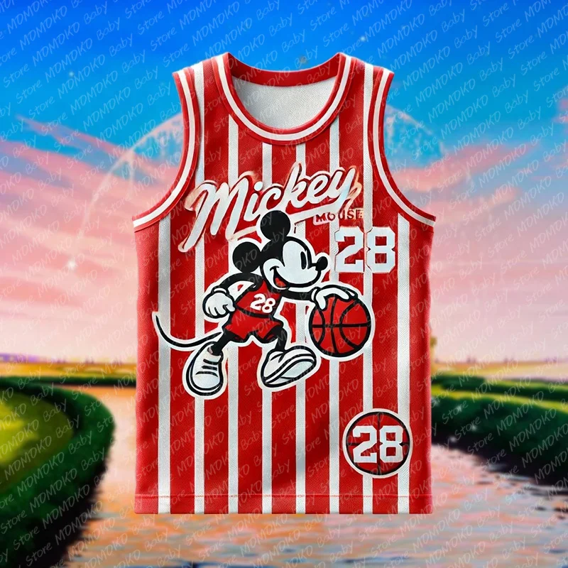 New Disney Mickey Mouse Print Basketball Jersey Summer Children's