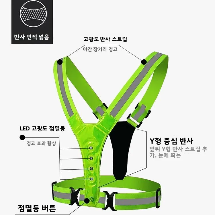 반사 LED 라이트 안전 조끼 야외 사이클링 라이딩 고시인성 반사 조끼 경고 의류 반사 재킷