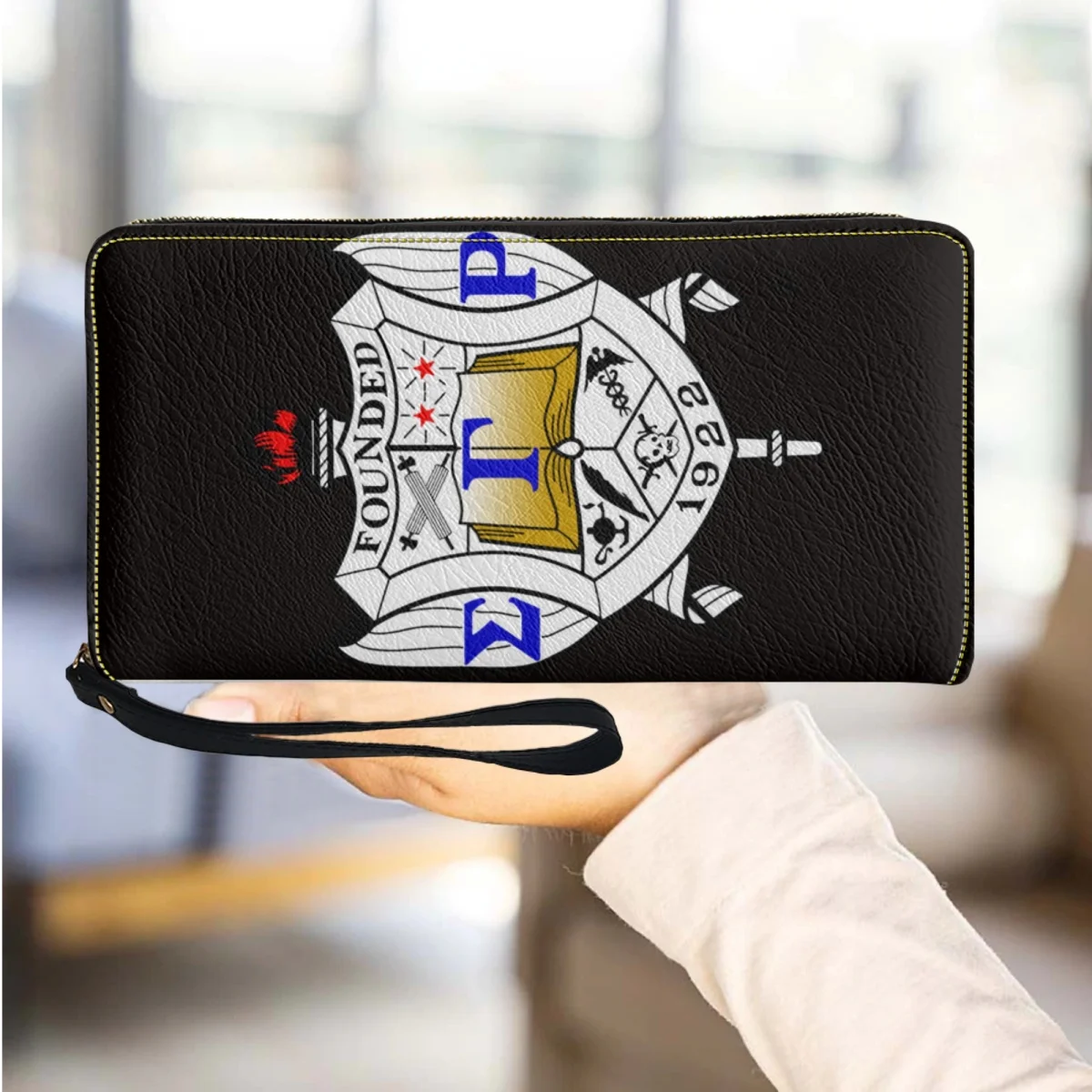 

Women's Vintage Leather Coin Purse Sigma Gamma Rho Print Long Zipper Bank Card Holder New Commuter Trend Clutch кошелек женский