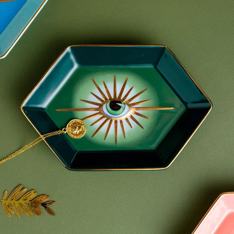 Creative Eye Trays LOBJET Decorative Jewelry Dish Ceramic Plate Ornaments Starry Sky Lito Eye Gift for Girl Friend Candy Ashtray