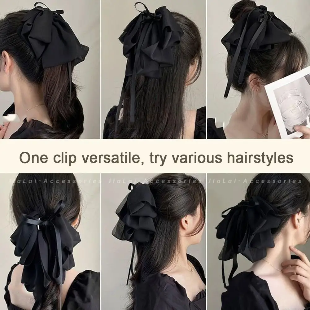 

Chiffon Bow Hair Clip Women Big Elegant Hairpin Barrettes Hair Ponytail Accessories Color Gift Headwear Solid Girls Clip M6E2