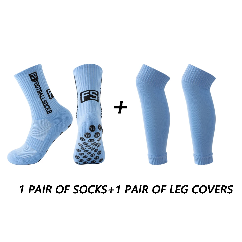 Sports Socks 1 pair of combination adhesive point anti slip sweat and odor resistant football sports socks + leg protectors