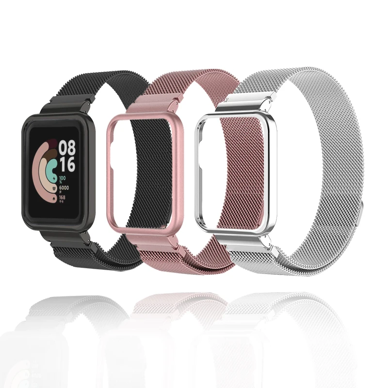 Ремешок для Xiaomi Redmi Watch 2 Lite Band Mi с металлическим защитным чехлом бампер магнитный