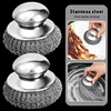 6/1x Kitchen Stainless Steel Pot Brush with Handles Dishwashing Wire Ball Heavy Duty Metal Scrubber Home Pot Pan Cleaning Tools 6