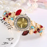 Luxury Diamonds Women Watch Alloy Crystal Bracelet Flower Wrist Watch Elegant Female Clock Rhinestone Quartz Bracelet Watches 1