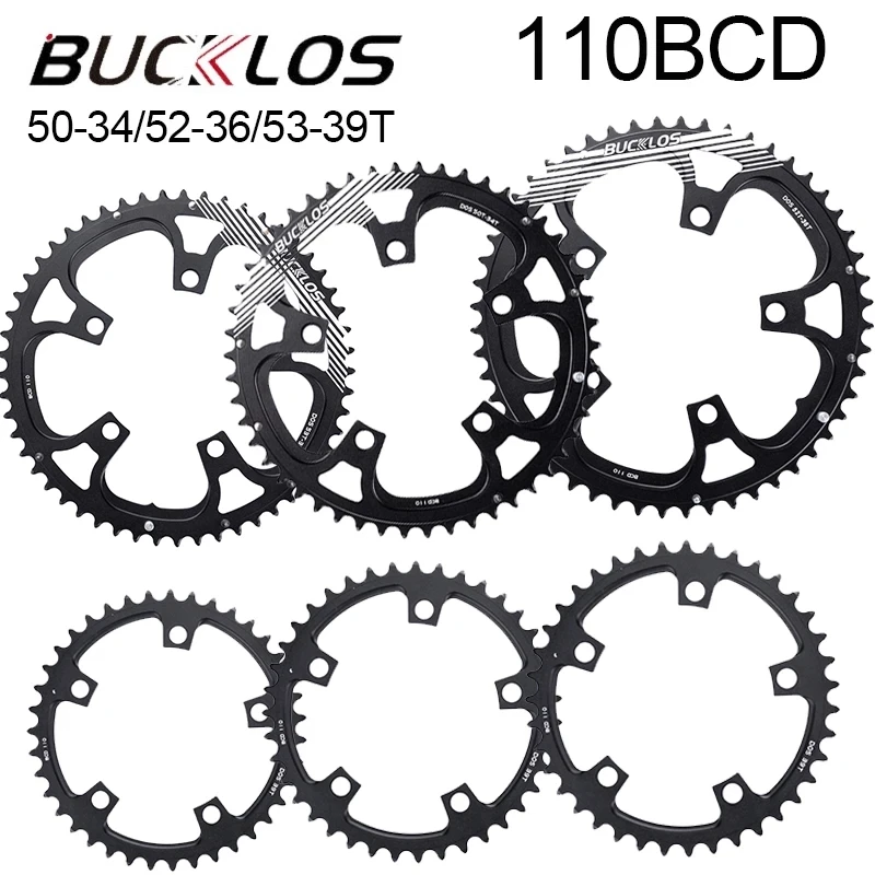 

BUCKLOS Road Bike Chainring Double Speed 110 Bcd Chainring 50/34T 52/36T 53/39T Road Bicycle Chainwheel 8/9/10/11S 110BCD Crown