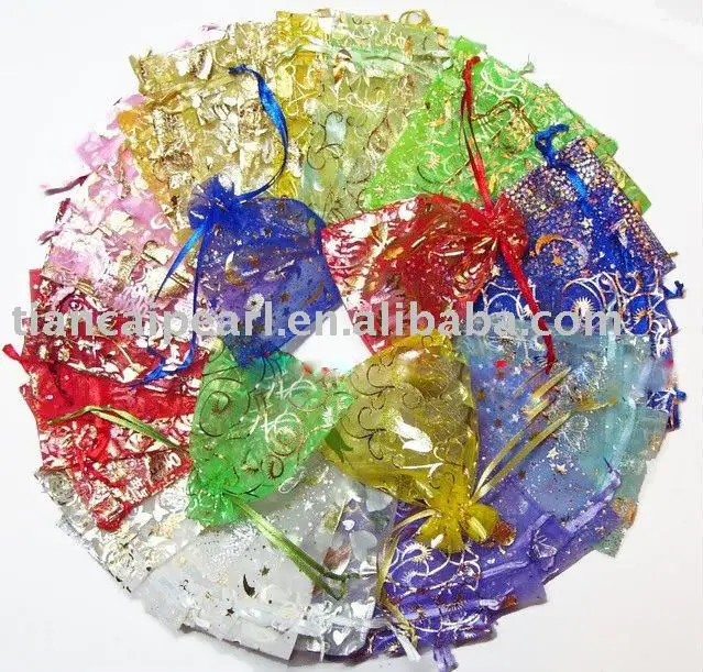 

1000pcs 12x9cm 10X15MM mixed Jewllery Wedding Favor Organza Pouch Gift Bag