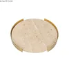 European modern light luxury natural marble round metal frame tray living room desktop storage Bathroom sink storage tray 5