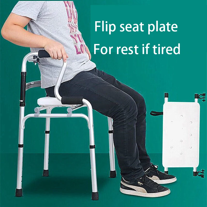 MIYAUP-Four-legged Crutch for the Elderly, Aluminum Alloy, Walking Aid Chair, Disabled People