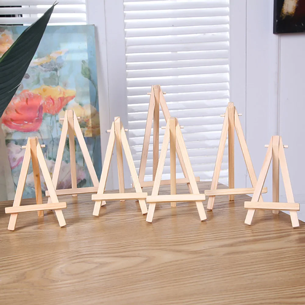 Natural Wood Mini Easel Frame Tripod Display Phone Holder Meeting Wedding Name Card Stand Display Holder Children Painting Craft