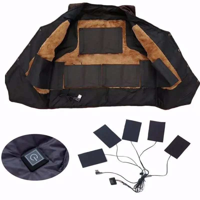 5 In 1 USB Clothes Heating Pad 3 Gear Adjustable Temperature Electric Heating Sheet Winter Warmer Pad For Vest Jacket heated jacket,water backpack