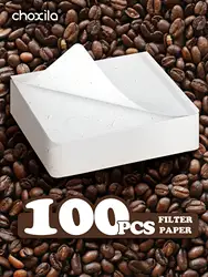 Premium White Square Disposable Coffee Filters - 100 Pack (100pcs)