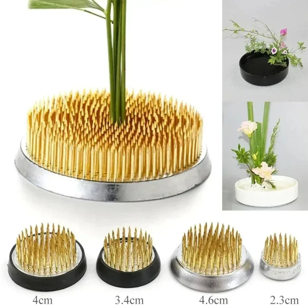 Flower Arrangement Tool Ikebana Holder Round Metal Pin Insert Base Kenzan Frog Art Fixed
