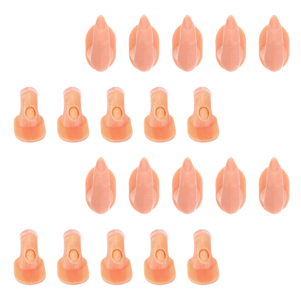 

20 Pcs Manicure Practice Fingers Fake Nails Supply Simulation Silicone Training Hand Silica Gel Model Models