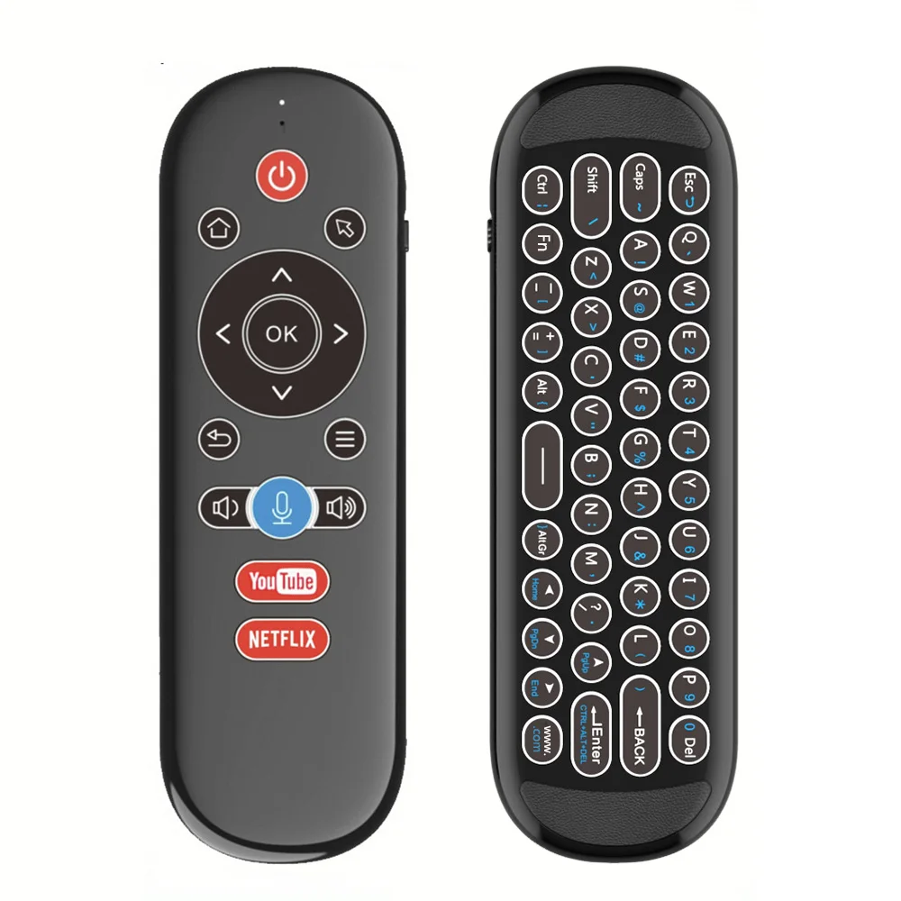 שלט מרחוק לעכבר אוויר MRSVI W1 PLUS 2.4G אלחוטי מיני מקלדת חכמה עם חיישן תאורה אחורית אנטי-אבדן עבור תיבת טלוויזיה אנדרואיד