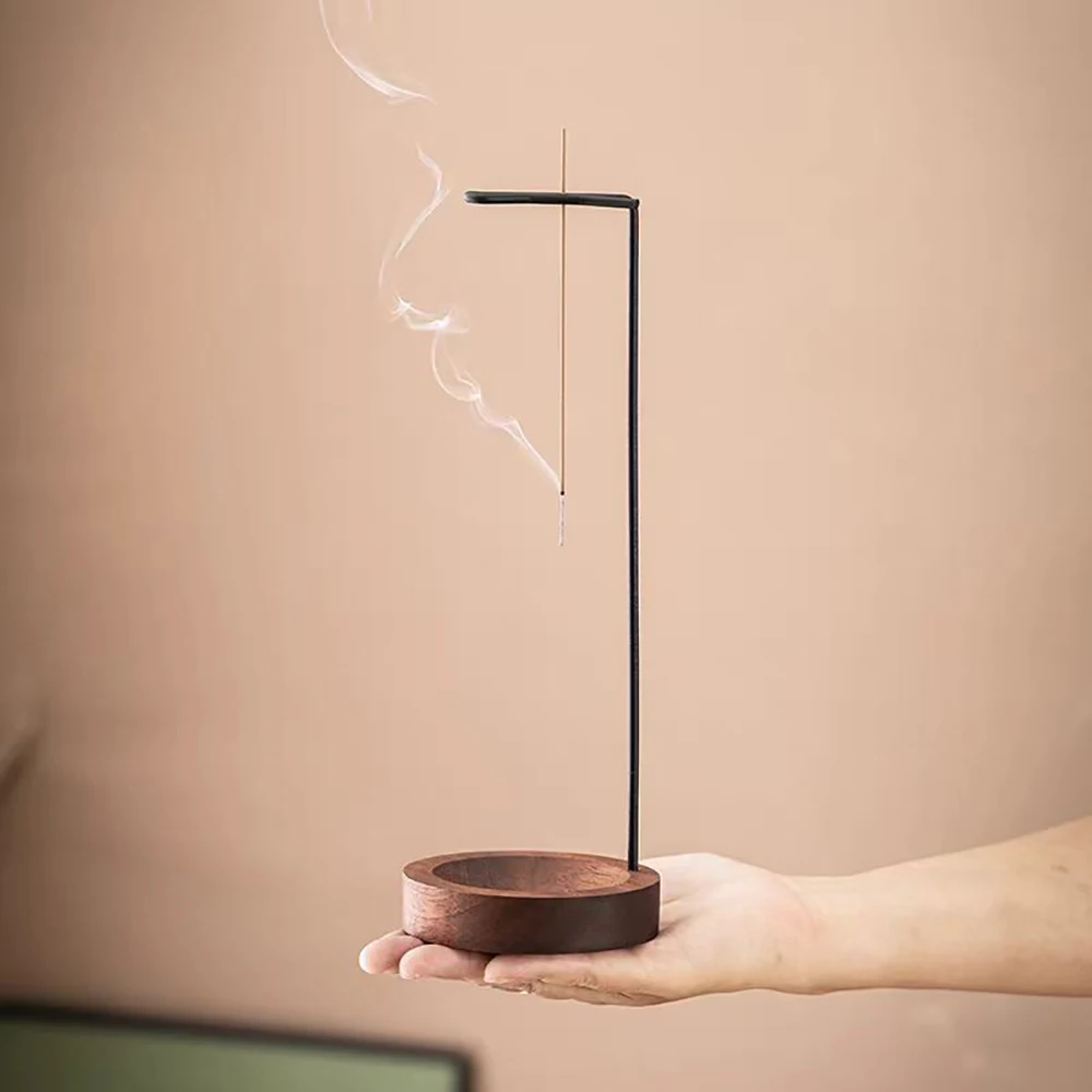 Insensé Porta Incenso Capovolto In Legno E Ferro – Con Portacenere, Per Yoga E Meditazione