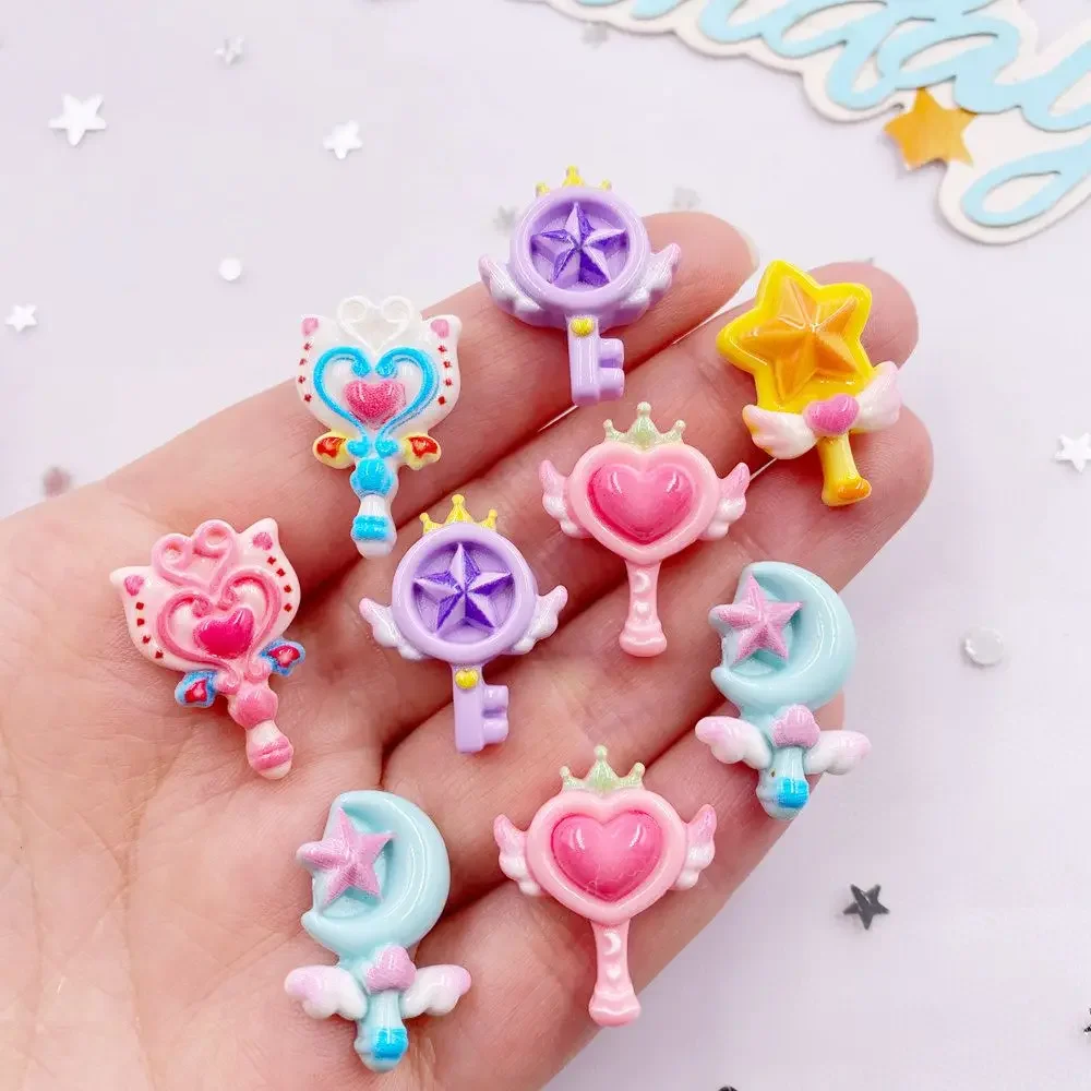 Resin Colorful Cartoon Love Magic Wand Flatback Stone Figurines DIY Hair Clip Scrapbook Decor Jewelry Crafts Accessories 20PCS