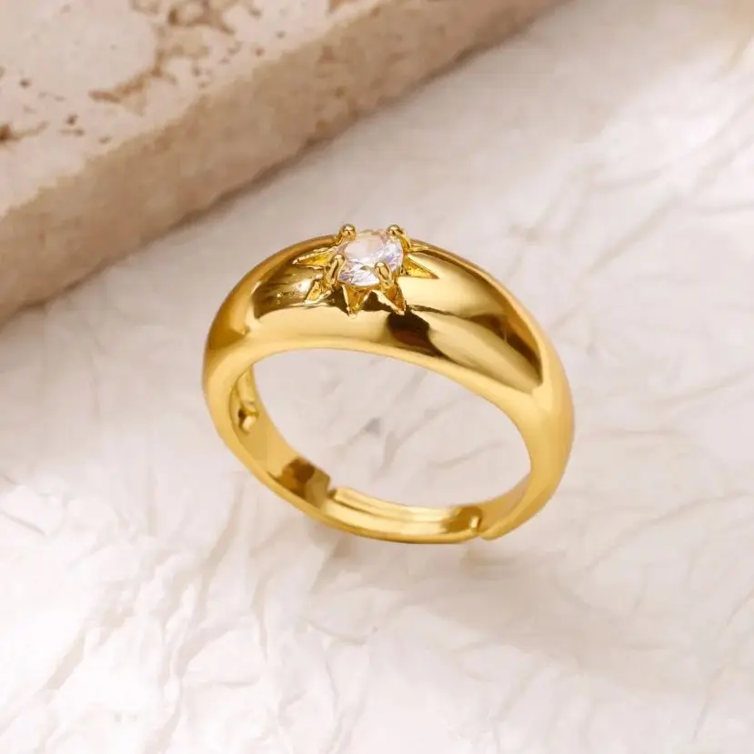 Zircon Geometric Stars Rings For Women Gold Color Adjustable