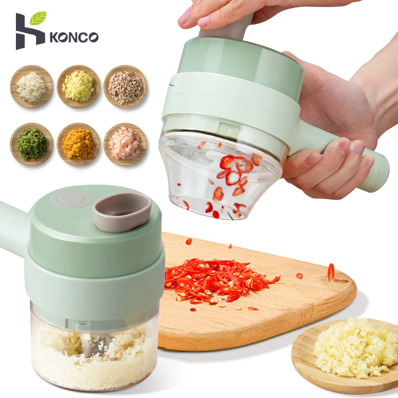 

Ручной Электрический резак для овощей 4 в 1, слайсер для чеснока, измельчитель для овощей, измельчитель для лука, измельчитель для имбиря, кухонный инструмент