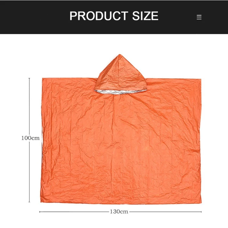 Outdoor Multifunction Raincoat Long Cycling Camping Raincoat Waterproof Thickened Jacket Survival Emergency Reflective Clothing
