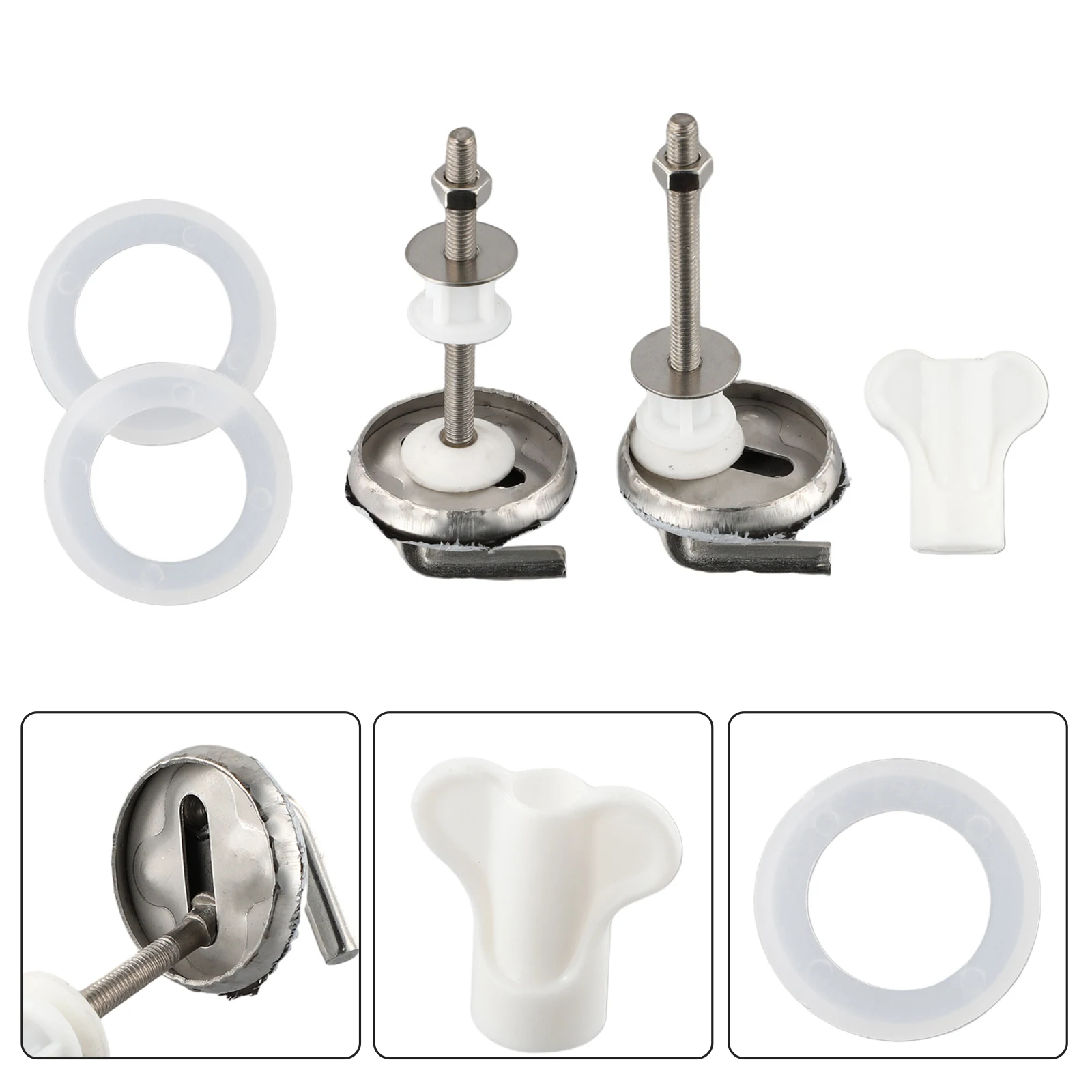 Toilet Cover Hinges Toilet Cover Mounting Connector Stainless Steel Plastic Seat Fittings Suitable For Bathrooms 1 Pair