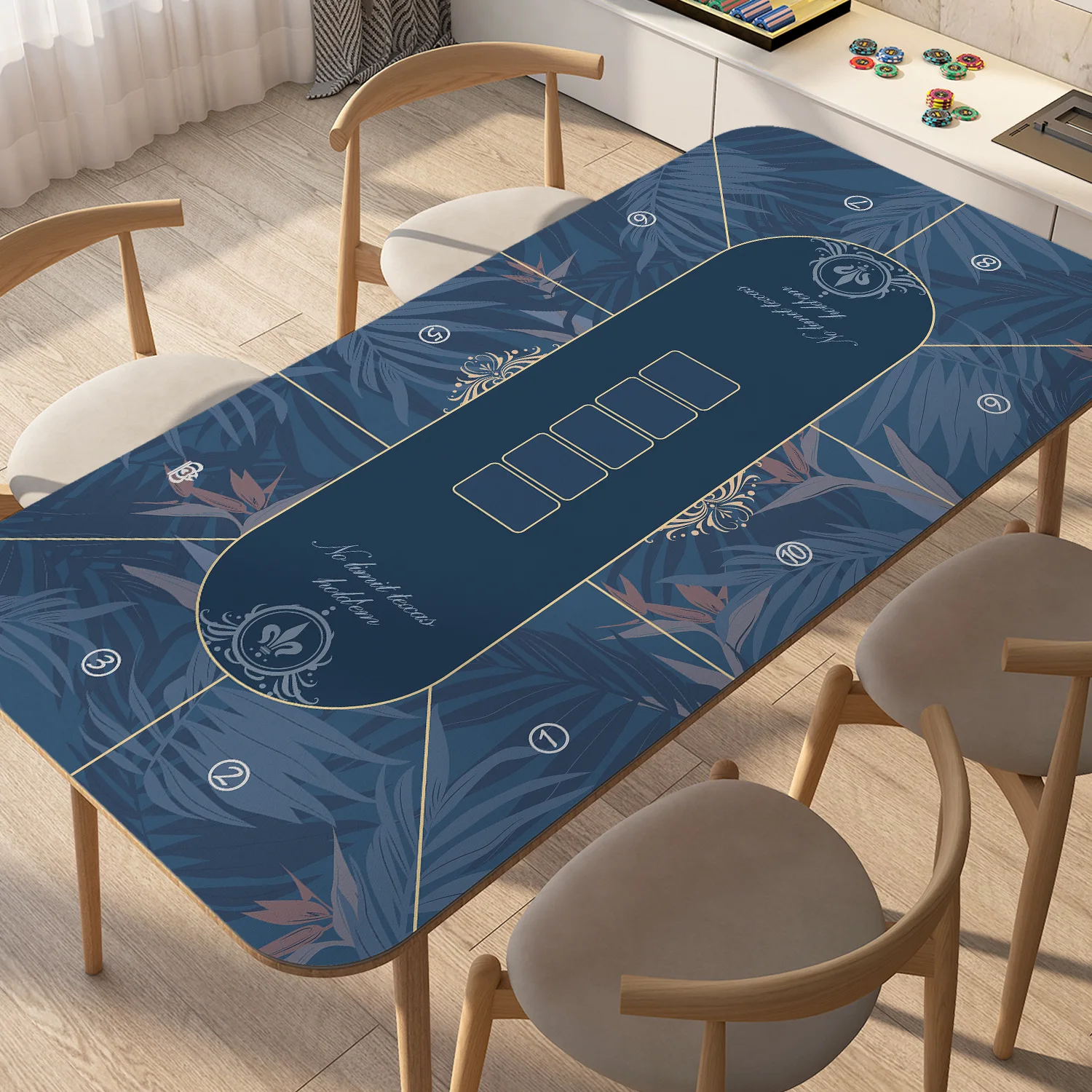 Velvet Texas Poker Ten Person Table 120*60cm/140*70cm/160*80cm Anti Slip Special Rubber Poker Mat Chip Texas Hold'em Table Mat