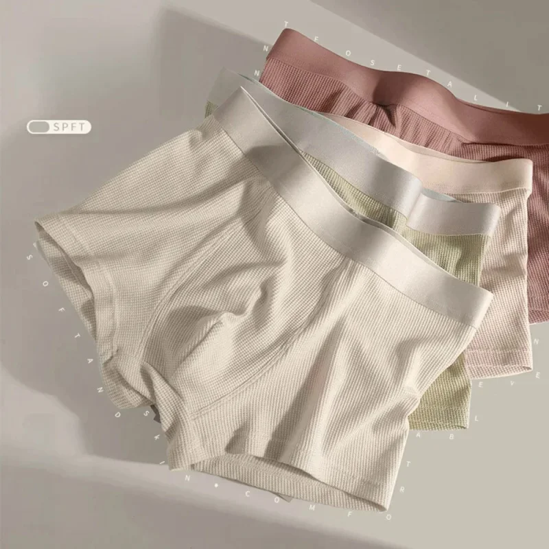 Waffle Modal Cotton Bottoms Panties Solid Men's U Convex Pouch Underwear Youth Boxer Shorts Boys' Breathable Underwear Aro Pants