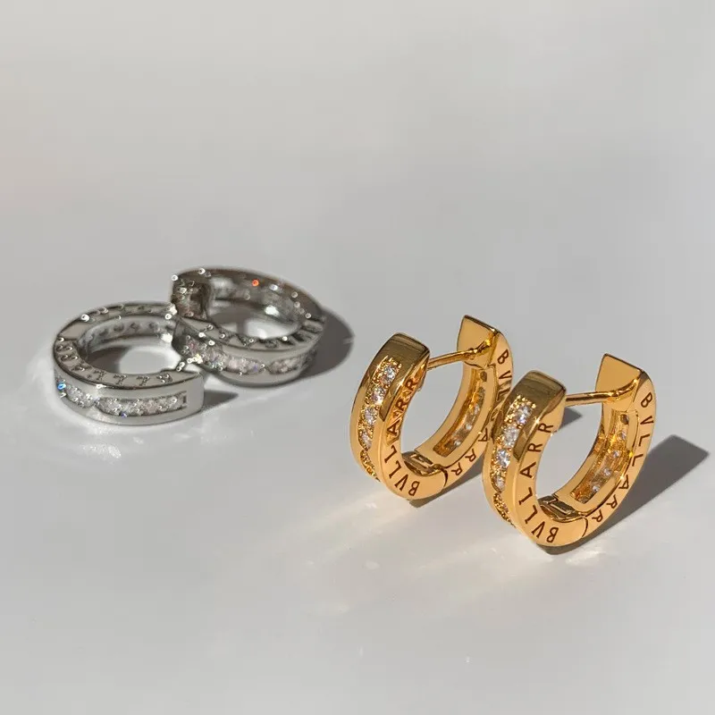 14K Gold-Plated Elegant Zircon Hoop Earring for Women Men 2024 New Fashion Couples Huggies Jewelry Accessories