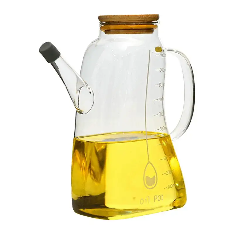 

Olive Oil Dispenser Bottle 1L Refillable Multi-Purpose Glass Bottle For Cooking Liquid Condiment Container For Olive Oil