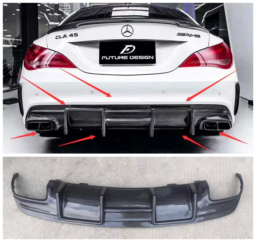 

For Mercedes Benz CLA W117 C117 CLA200 CLA250 Sport CLA45 AMG 2013-2015 Real Carbon Fiber Rear Bumper Diffuser Splitters Lip