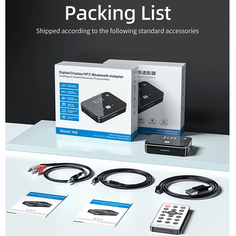 Bluetooth Receiver Transmitter 5.0 NFC Stereo 3.5mm AUX Jack RCA Optical Wireless Audio Adapter Mic IR Remote Control For TV bluetooth transceiver adapter bluetooth aux adaptor bluetooth audio receiver bluetooth adapter audio adapter