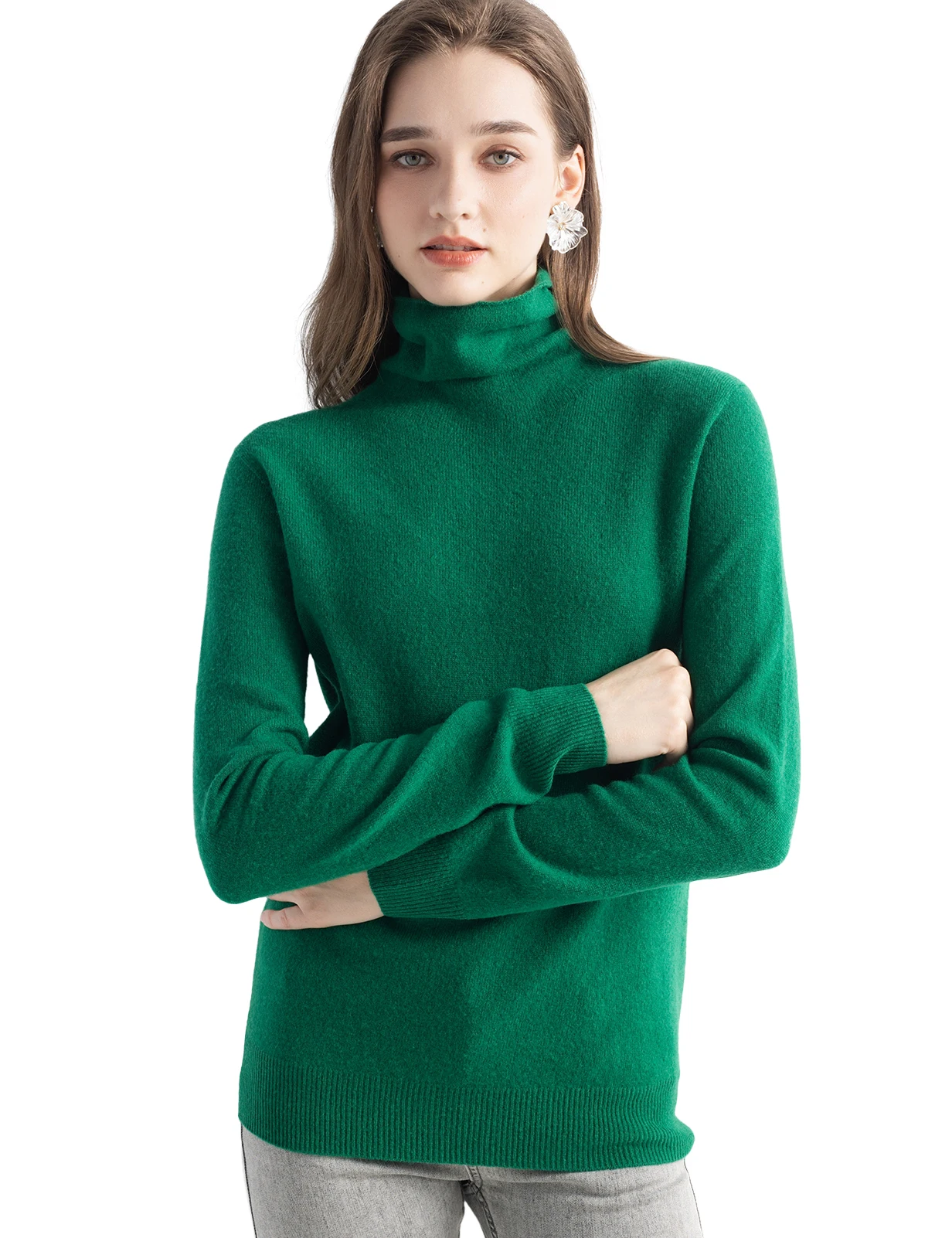 Naiste 100% meriinovillast topeltkõrge kaelusega ja pikkade käistega õhem sviiter S-XL (2026) 6